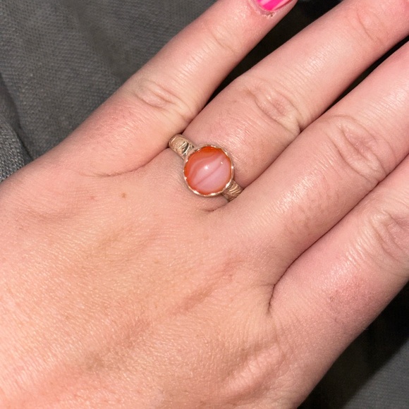 Sterling Silver Pink Agate Ring - Picture 6 of 6